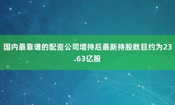 国内最靠谱的配资公司增持后最新持股数目约为23.63亿股